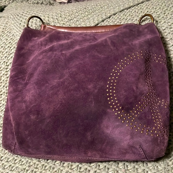 Lucky Brand Handbags - LUCKY BRAND purple purse with gold studded peace design